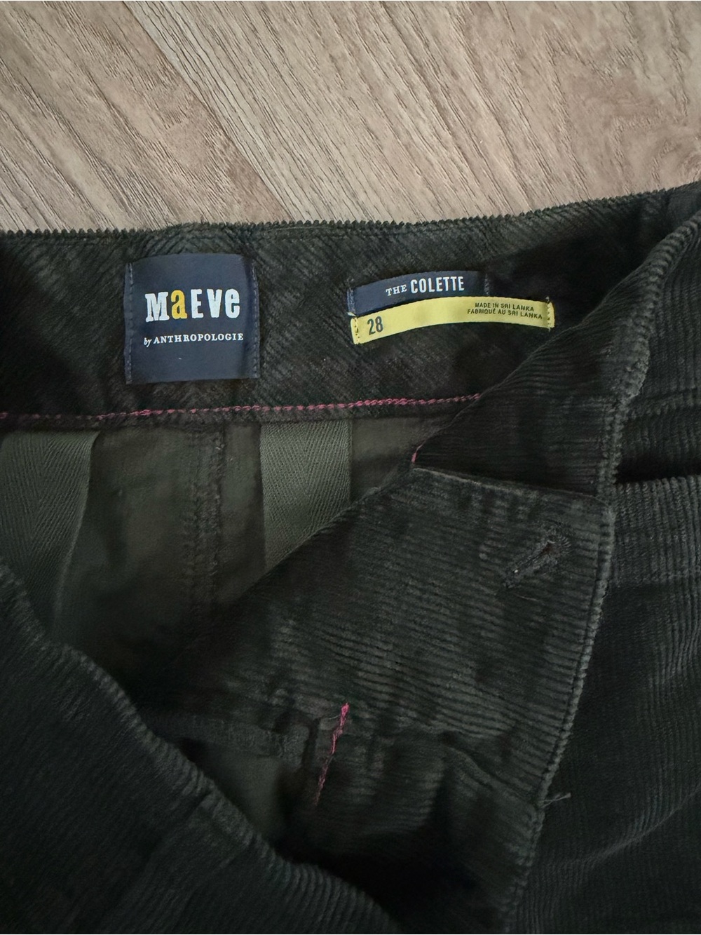 Anthropologie Maeve The Colette Corduroy Pants — Dark Green - Picture 2 of 3